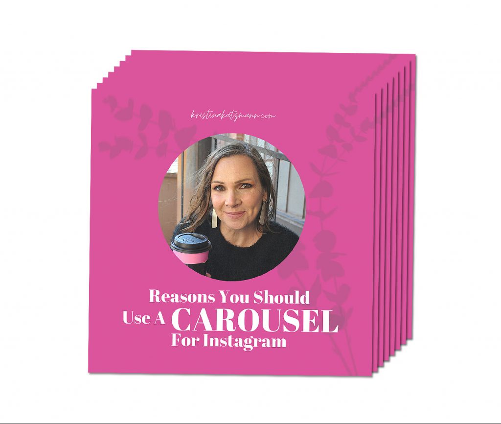 hot pink carousel with female on front and text reasons you should use a carousel for instagram
